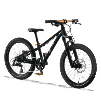 lekki rower dla dzieci KUbikes 20s DISC czarno zloty widok z boku. bajkids.pl
